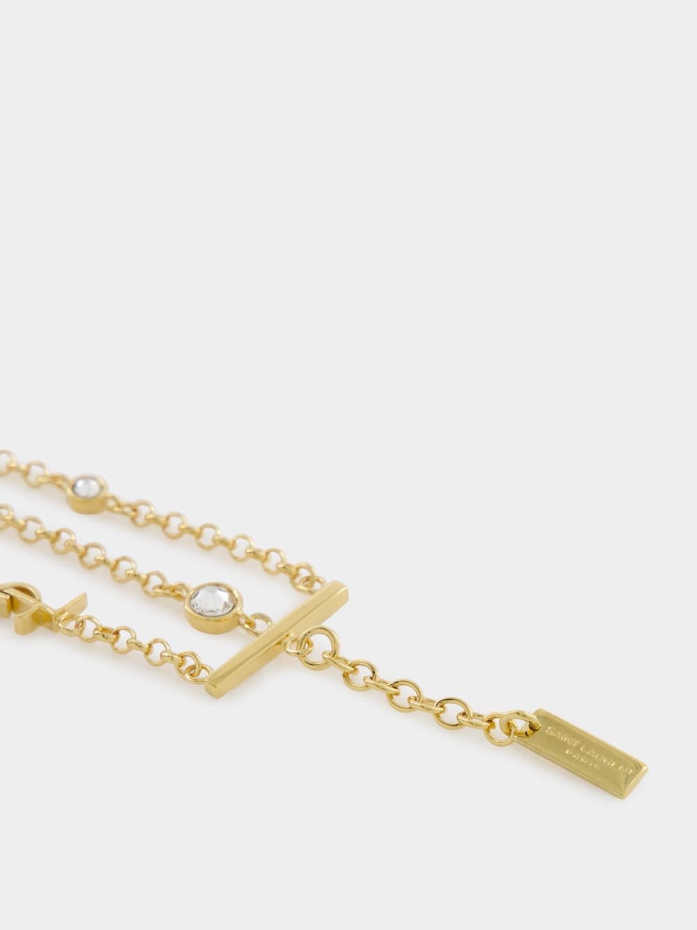 Saint LaurentGold Crystal Multi-Chain Bracelet at Fashion Clinic