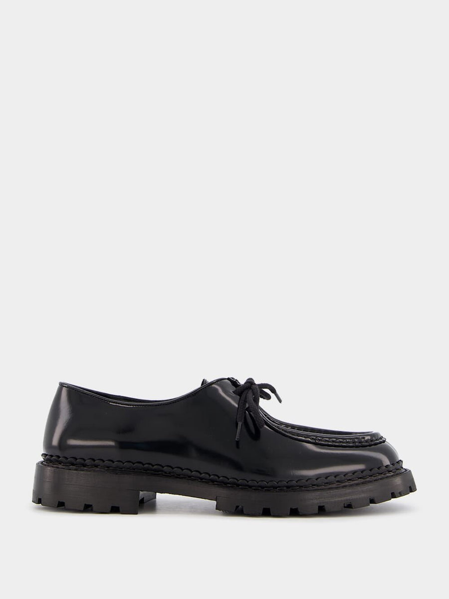 Saint Laurent Malo Leather Derby, Black Saint Laurent Malo derby shoes in brushed leather - Black  main image 3