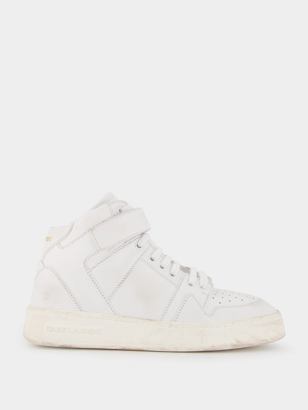 Saint LaurentMid-Top Laced Lax Sneakers In Washed-Out Effect Leather at Fashion Clinic