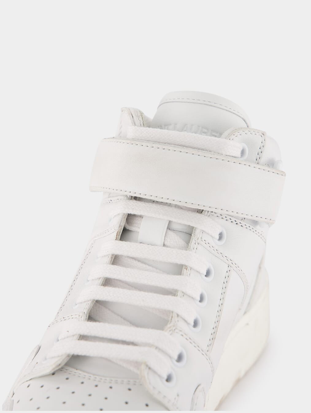 Saint LaurentMid-Top Laced Lax Sneakers In Washed-Out Effect Leather at Fashion Clinic