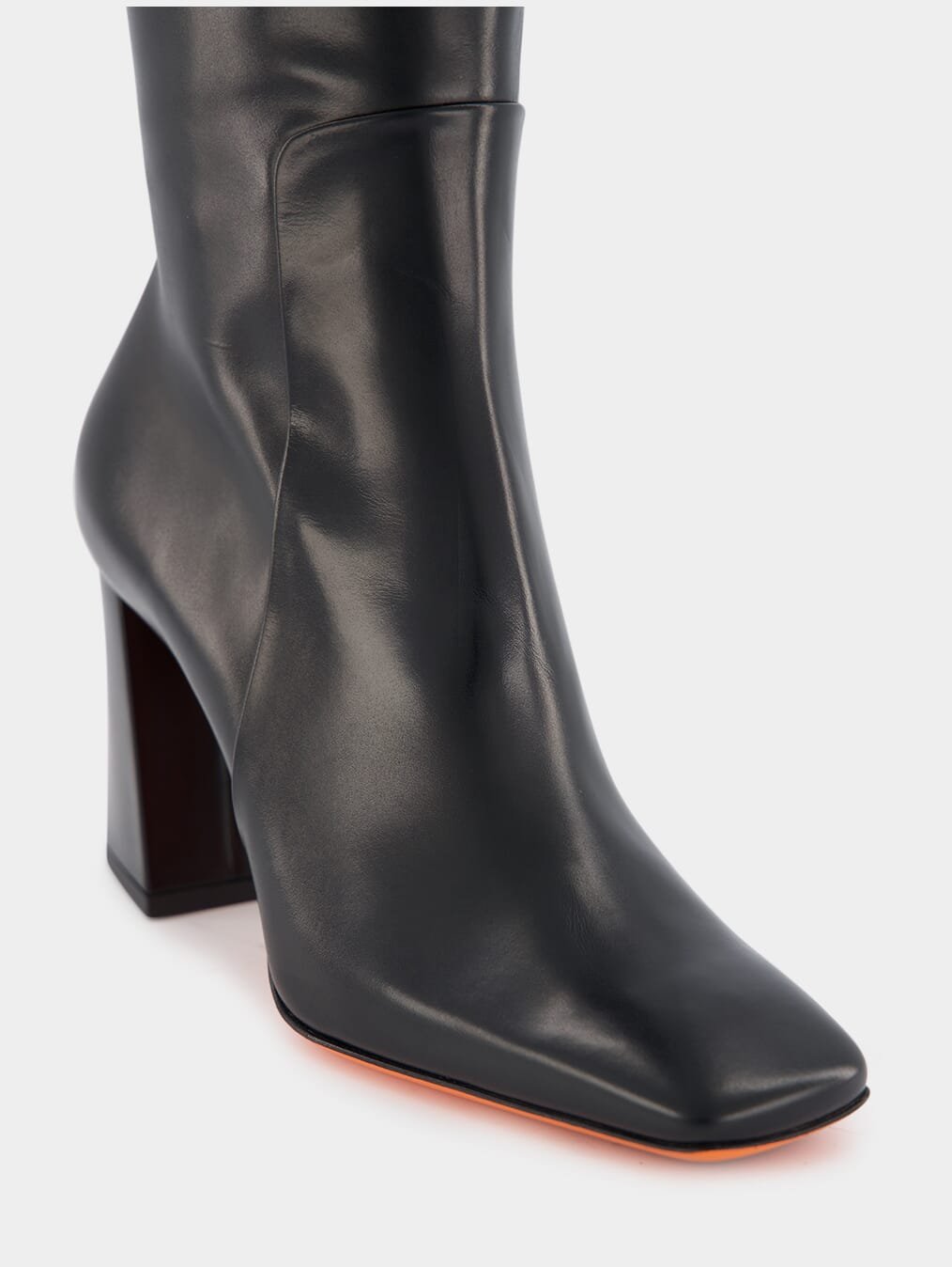 Santoni85mm Square-Toe Leather Boots at Fashion Clinic