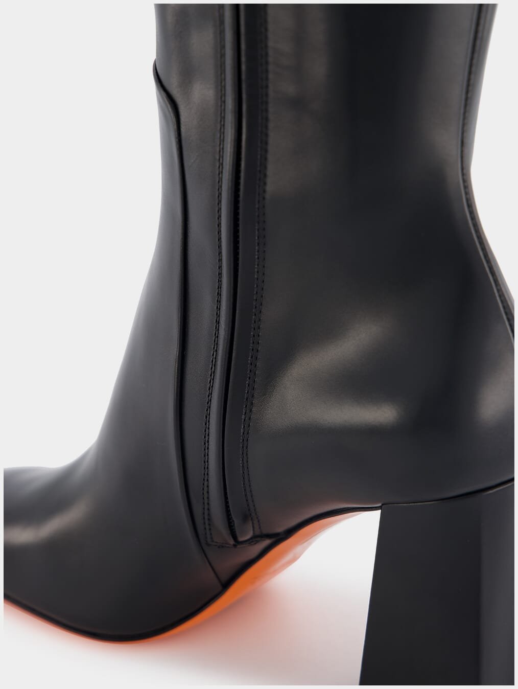 Santoni85mm Square-Toe Leather Boots at Fashion Clinic