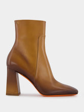 Santoni Brown Leather High-Heel Ankle Boots