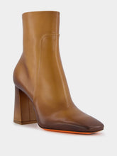 Santoni Brown Leather High-Heel Ankle Boots