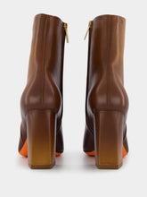 Santoni Brown Leather High-Heel Ankle Boots