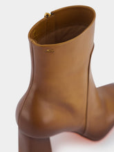 Santoni Brown Leather High-Heel Ankle Boots