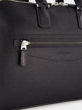 Santoni Black Leather Laptop Bag