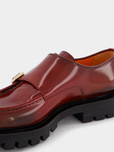Santoni Burgundy Leather Double-Buckle Shoes