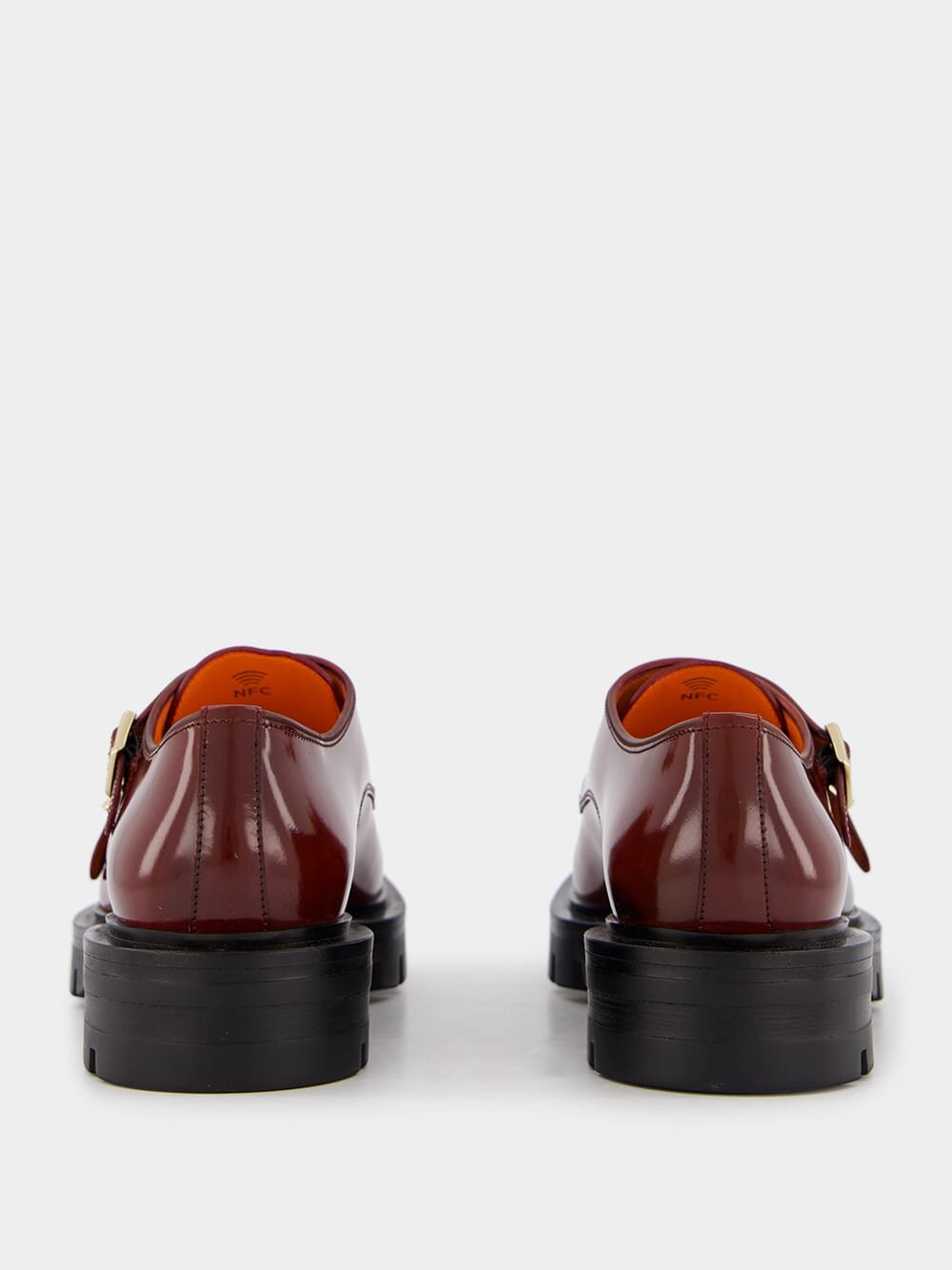 SantoniBurgundy Leather Double-Buckle Shoe at Fashion Clinic