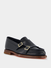 Santoni Double-Buckle Leather Loafers