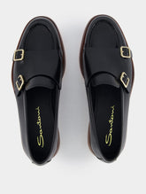 Santoni Double-Buckle Leather Loafers