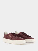 Santoni Double Buckle Leather Sneakers in Burgundy