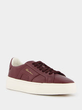 Santoni Double Buckle Leather Sneakers in Burgundy