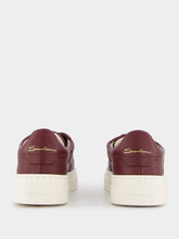 Santoni Double Buckle Leather Sneakers in Burgundy