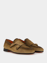 Santoni Double-Buckle Suede Loafers
