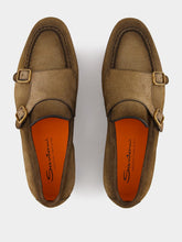Santoni Double-Buckle Suede Loafers