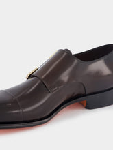 Santoni Leather double-buckle shoes