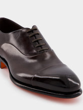 Santoni Polished Brown Leather Oxford Shoes