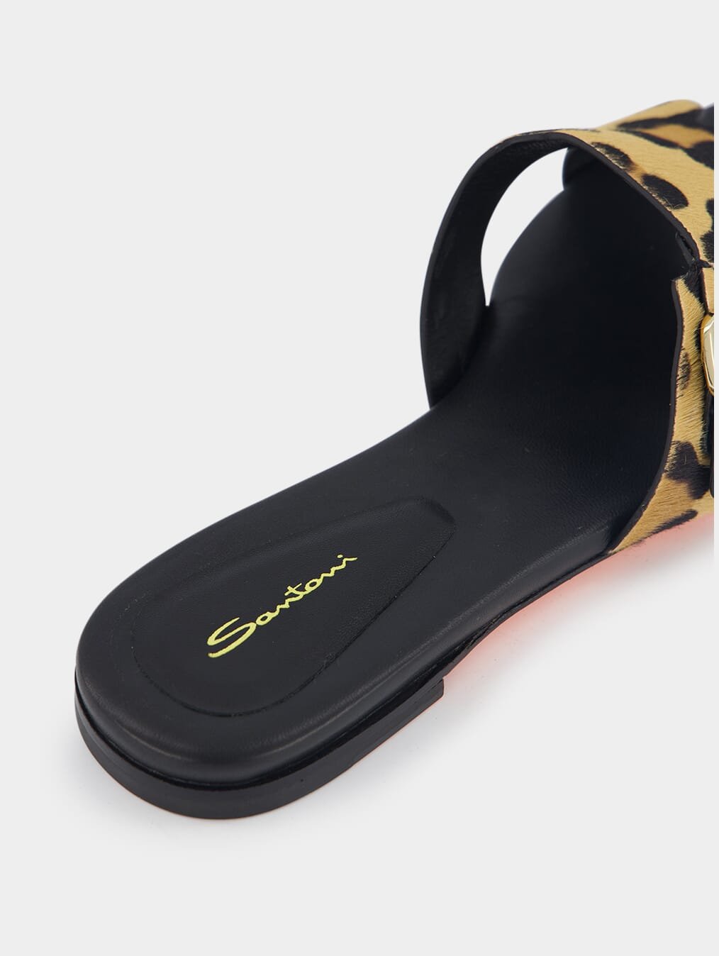 SantoniLeopard-Print Double-Buckle Leather Slides at Fashion Clinic