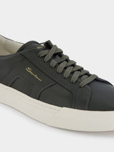 Santoni Logo-Print Contrasting-Sole Leather Sneakers