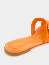 Santoni Orange Leather Double-Buckle Slide Sandals
