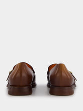 Santoni Polished Brown Leather Fringe Loafer