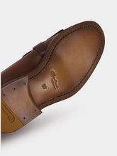 Santoni Polished Brown Leather Fringe Loafer