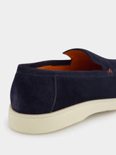 Santoni Suede Almond-Toe Loafers