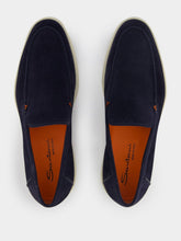Santoni Suede Almond-Toe Loafers