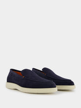 Santoni Suede Almond-Toe Loafers