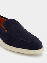 Santoni Suede Almond-Toe Loafers