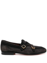 Santoni Suede double-buckle loafer