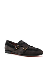 Santoni Suede double-buckle loafer