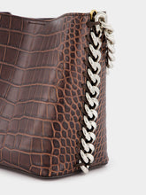 Stella McCartney Frayme Croc-Effect Embossed Brown Bucket Bag