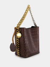 Stella McCartney Frayme Croc-Effect Embossed Brown Bucket Bag