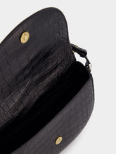 Stella McCartney Frayme Medium Croc-Effect Black Shoulder Bag