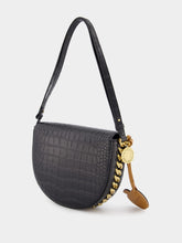 Stella McCartney Frayme Medium Croc-Effect Black Shoulder Bag