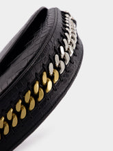 Stella McCartney Frayme Medium Croc-Effect Black Shoulder Bag