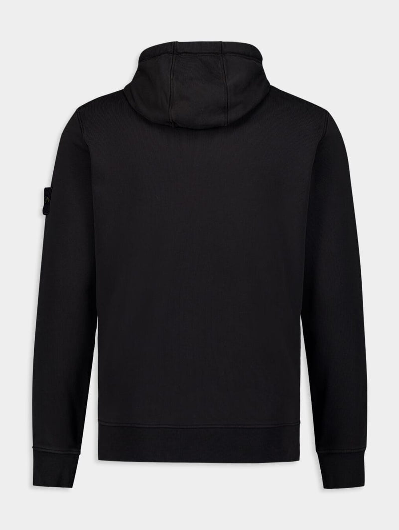 Stone Island logo-patch cotton hoodie - Black