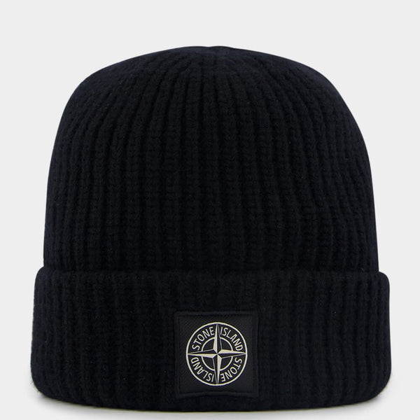 Compass ribbed-knit virgin wool beanie in green - Stone Island