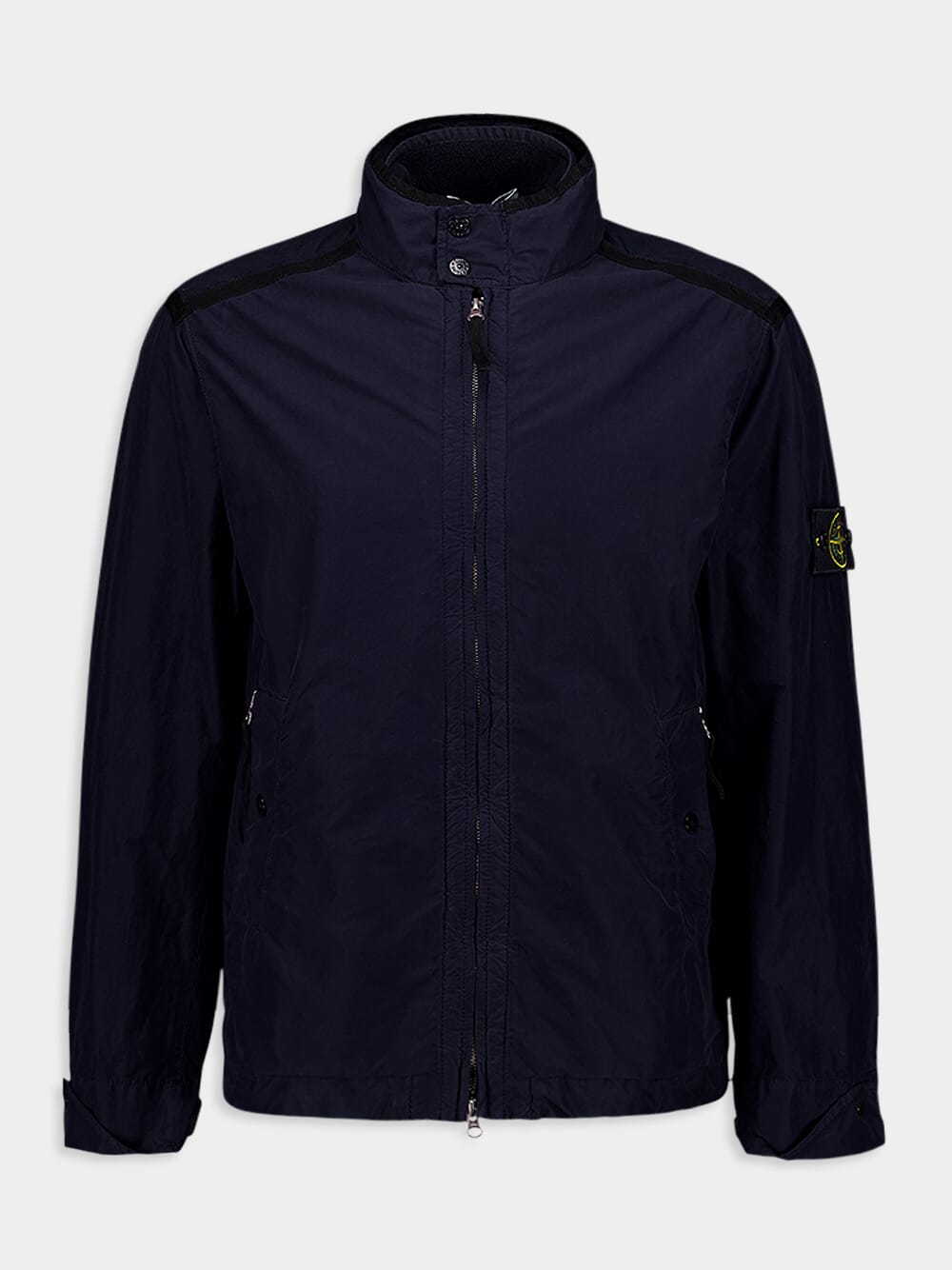 Stone IslandWater-Repellent Blue Stand-Up Colar Jacket at Fashion Clinic