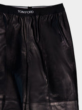 Tom Ford Logo-Waistband Black Leather Trousers