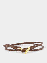 Tom Ford T-Charm Woven Brown Bracelet