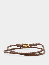 Tom Ford T-Charm Woven Brown Bracelet