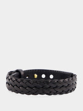 Tom Ford T-Lock Interwoven-Leather Black Bracelet