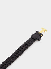 Tom Ford T-Lock Interwoven-Leather Black Bracelet