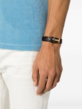 Tom Ford T-Lock Interwoven-Leather Brown Bracelet