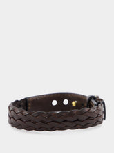 Tom Ford T-Lock Interwoven-Leather Brown Bracelet