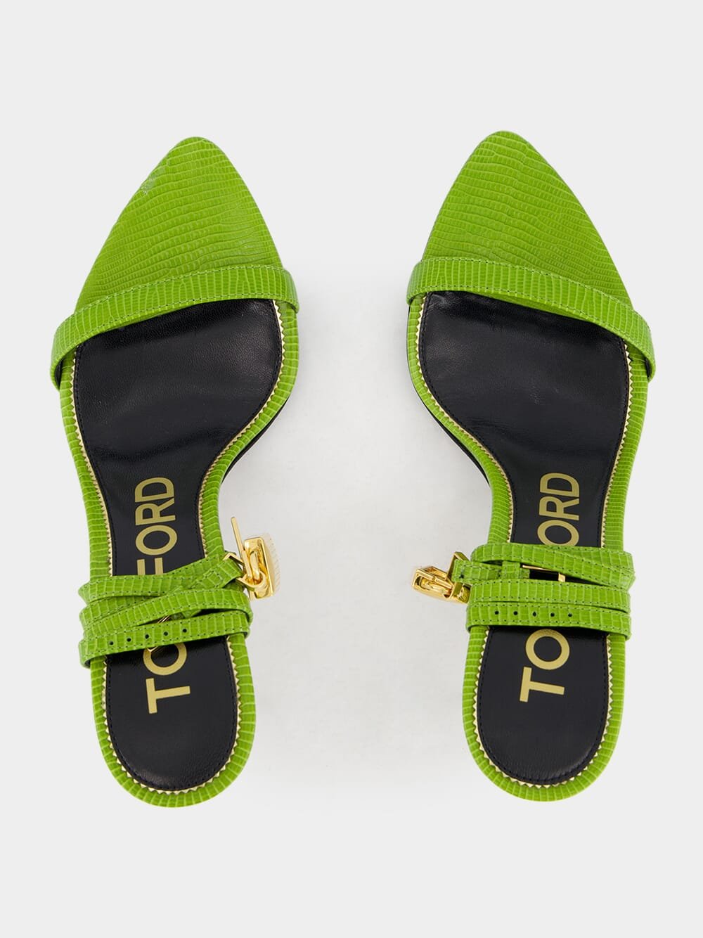 Tom FordVibrant Green Stiletto Padlock Sandals at Fashion Clinic