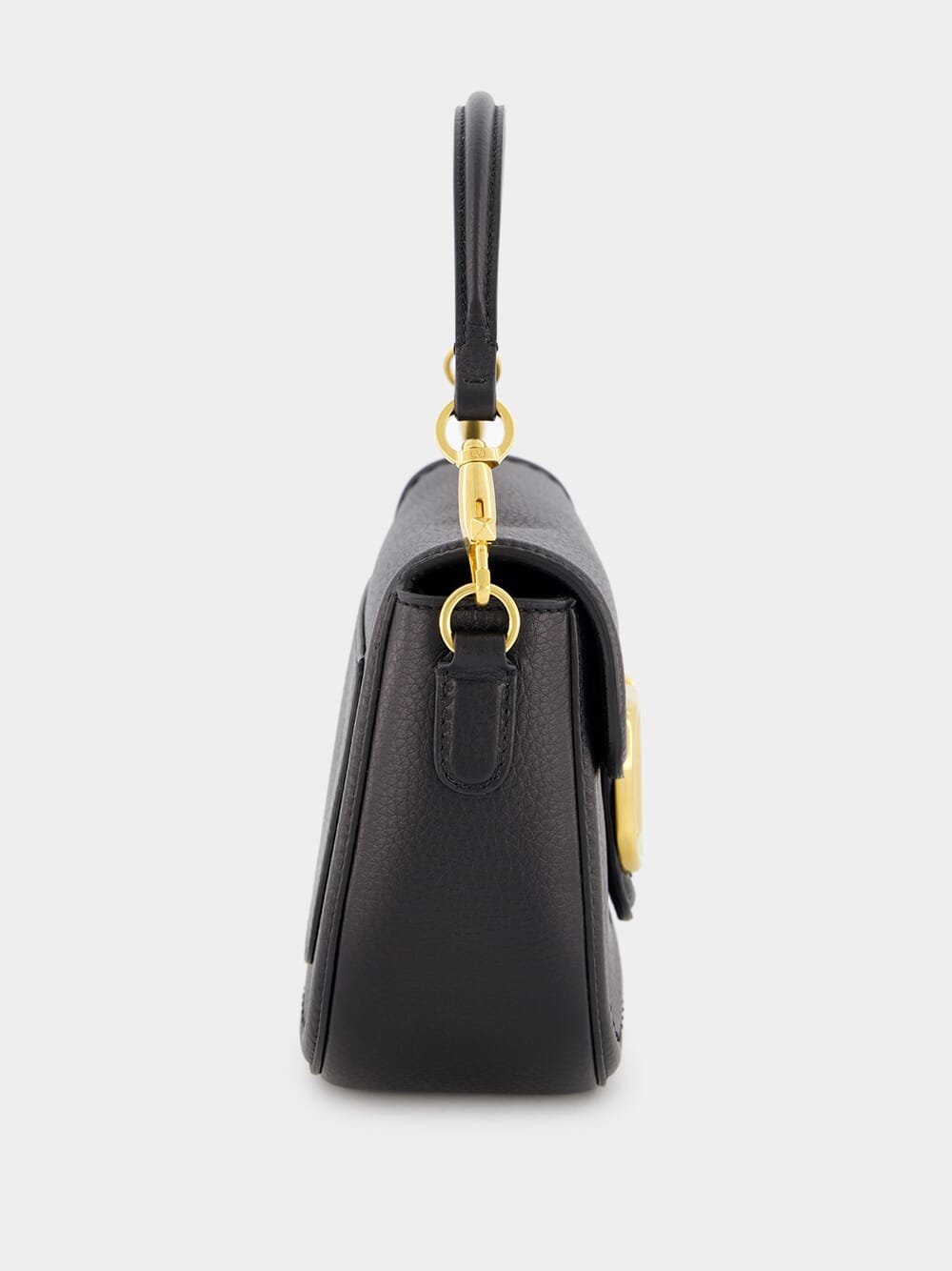 Valentino GaravaniAlltime Grainy Calfskin Black Shoulder Bag at Fashion Clinic